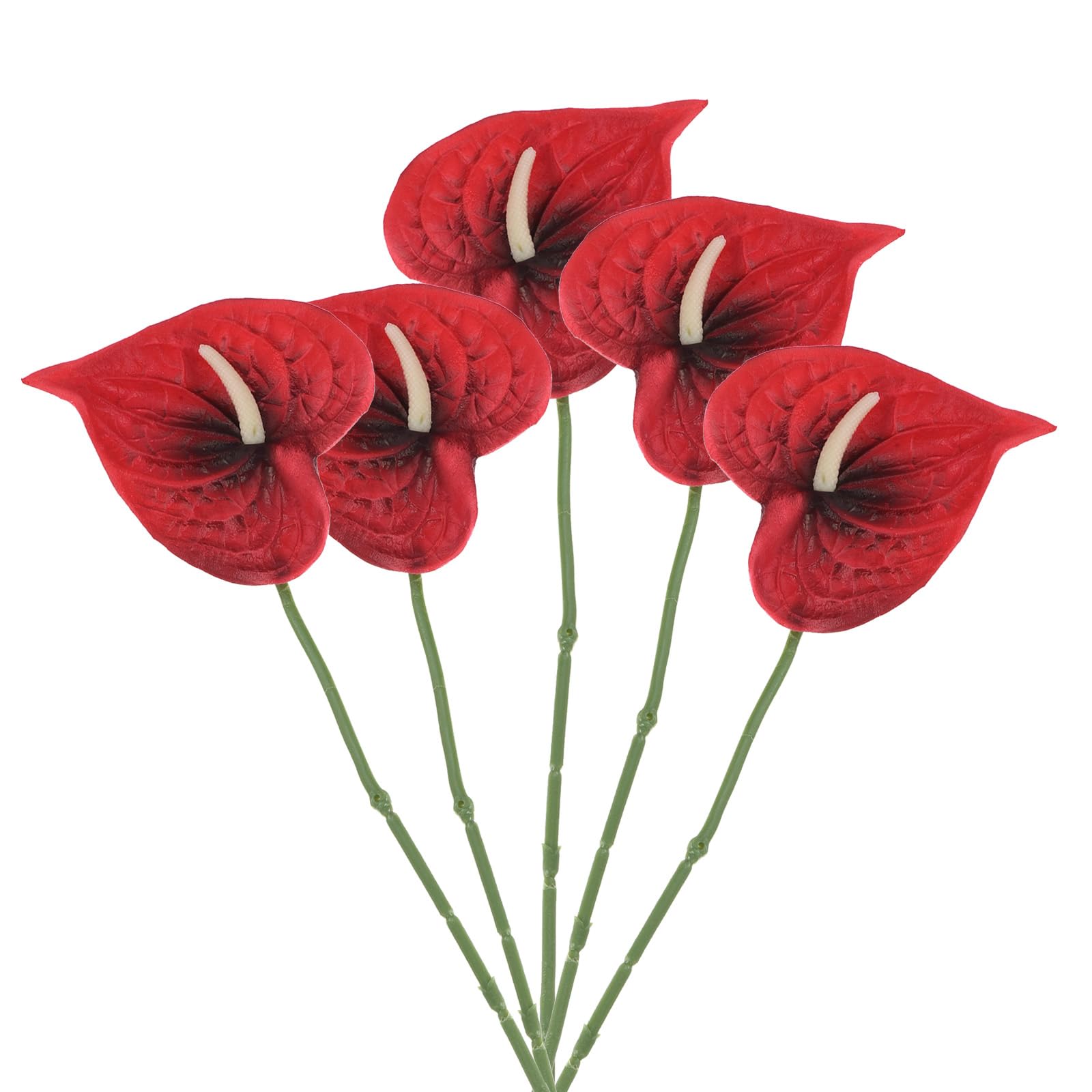 PATIKIL 13" Artificial Anthurium Lily Flowers, 5 Pack Permanent Flower Floral Arrangements Bouquet for Home Decor Bridal Wedding Festival Party, Dark Red