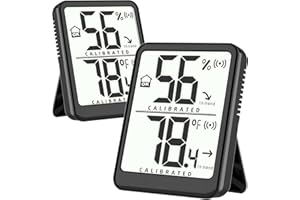 Antonki 2 Pack Room Thermometer Small Hygrometer Indoor Humidity Monitor Sensor, Digital Temperature and Humidity Meter Gauge for Home, Baby Nursery, Reptile, Greenhouse - Battery Included