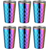 BOOTLION 10oz Stainless Steel Cup Set, 6Pcs Double Wall Metal Cup,Vacuum Stackable Insulated Portable Drinking Tumblers Unbreakable Glasses,for Home Outdoor Restaurant (Rainbow Color)
