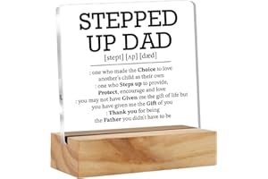 BIFEZ Gifts for Stepdad Stepfather Bonus Dad, Stepped up dad Definition Desk Decor Acrylic Desk Plaque Sign with Wood Stand Home Office Desk Sign Keepsake Step Dad Father's Day Present
