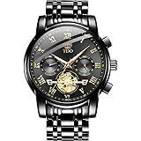 TDO Men Watch Classic Chronograph Stainless Steel Luxury Dress Analog Quartz Multifunction Waterproof Luminous Mens Wrist Wat