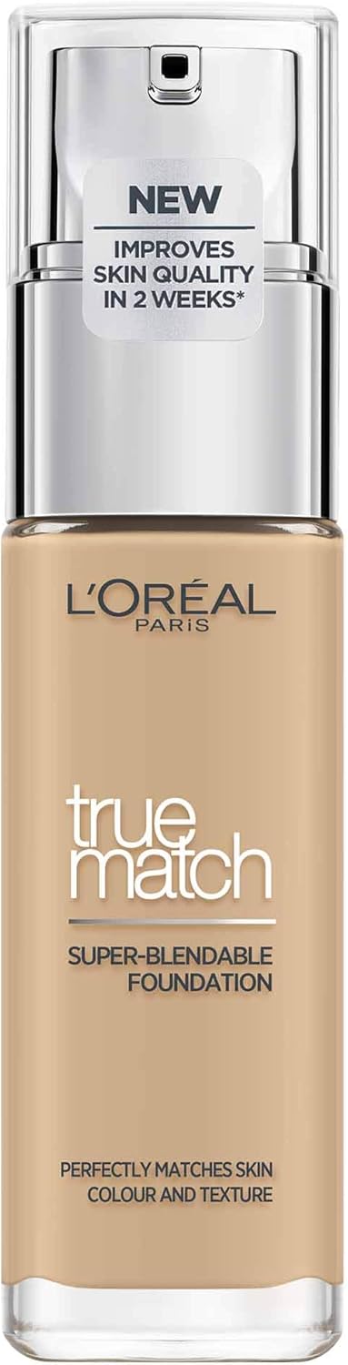 Oréal Paris Make-up, Liquid Foundation with Hyaluronic and Aloe Vera, Perfect Match Make-Up, No. 3.N Creamy Beige, 30 ml