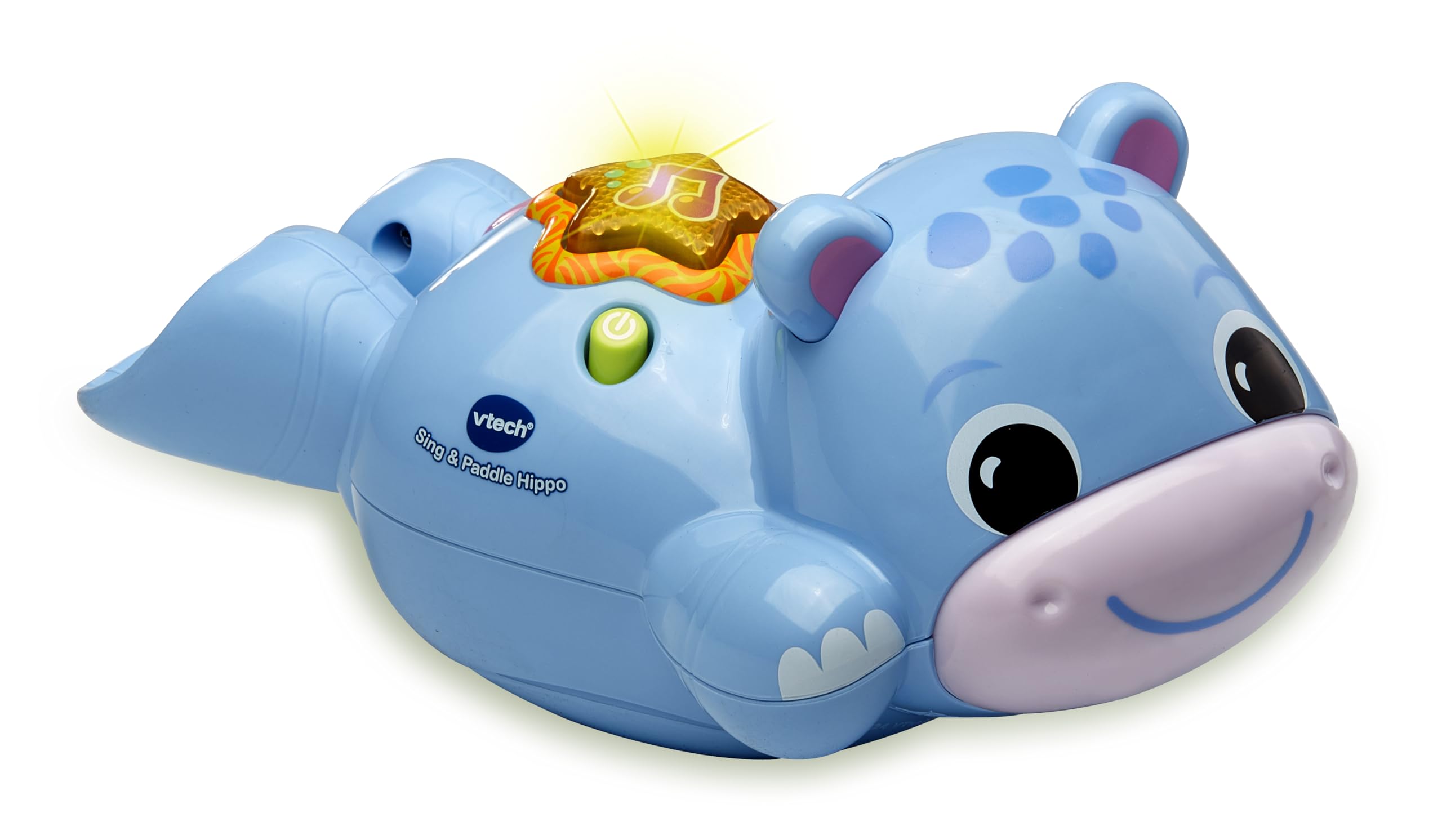 VTech Sing and Paddle Hippo, Swimming Hippo Bath Toy, Interactive Light-up Button with Phrases and Songs, Gift for Babies 12, 18, 24 Months Plus, English Version