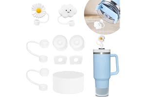 BONNECHANCE Stanley Cup Accessories Set Including 6 Pcs Silicone Spill Proof Stopper, 2 Pcs Straw Cover Cap for 9-10 mm Straws, 1 Pcs Silicone Boot for Stanley Cup Stanley 40oz & 30oz Tumbler (CLEAR)