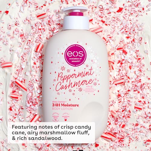 EOS SHEA BETTER HOLIDAY BODY LOTION, PEPPERMINT CASHMERE, LIMITED EDITION SKIN CARE, 24-HOUR MOISTURE, BODY LOTION FOR WOMEN, VEGAN, 16 FL OZ