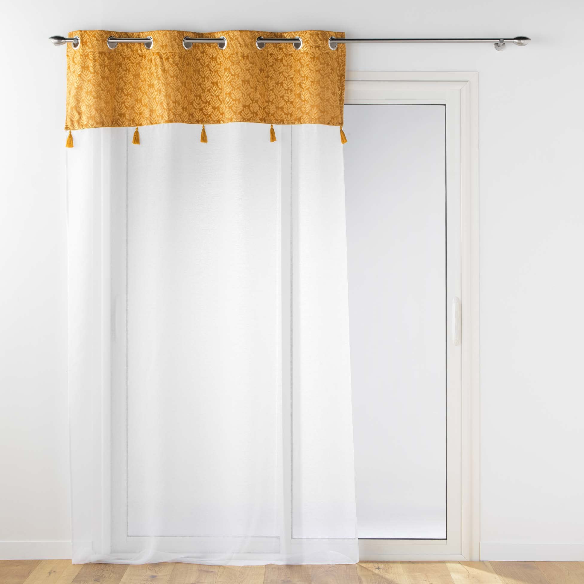 Douceur d'Intérieur, Evie Eyelet Curtain 140 x 280 cm Sandblasted with Top Velour and Pompom