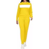 Bealin Sweatsuit for Women 2 Piece Outfits for Womens Color Block Tracksuit Crewneck Sweatshirts Pullover Lounge Sets