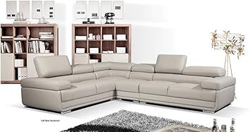 Amazon Com Esf 2119 Light Grey Leather Sectional Kitchen Dining
