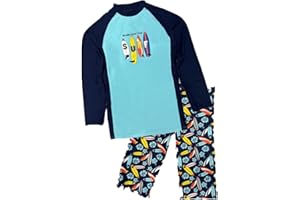 Julysand Toddler Boys Blue Rash Guard Sets 3D Shark Swimsuit Long Sleeve Two Piece Swimwear Sun Protection Suit