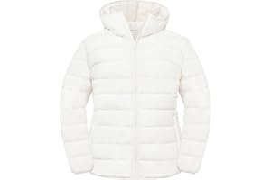 Wantdo Women's Plus Size Lightweight Puffer Jacket Packable Hooded Winter Jacket Long-Sleeve Quilted Coat