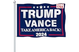 LIKENY Trump Vance 2024 Flag, 3x5 Ft Trump Flag Outdoor Indoor, Trump JD Vance Take America Back Banner, Polyester Material Vivid Color, President Election Patriotic Flags, Garden Decor for Outside