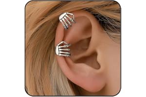 MEMFALL Halloween Skeleton Hand Ear Cuffs & Clip on Earrings - Costume Jewelry
