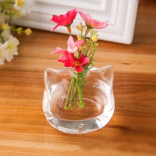 Amazon Co Jp 手作り 花瓶 ガラス 一輪挿し フラワーベース ミニ 小 インテリア おしゃれ 水栽培 ボトル ネコ 2個セット ホーム キッチン