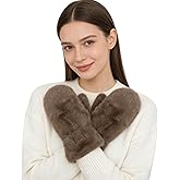 JUMISEE Women Winter Faux Fur Flip Cover Mittens Warm Soft Half Finger Fingerless Gloves