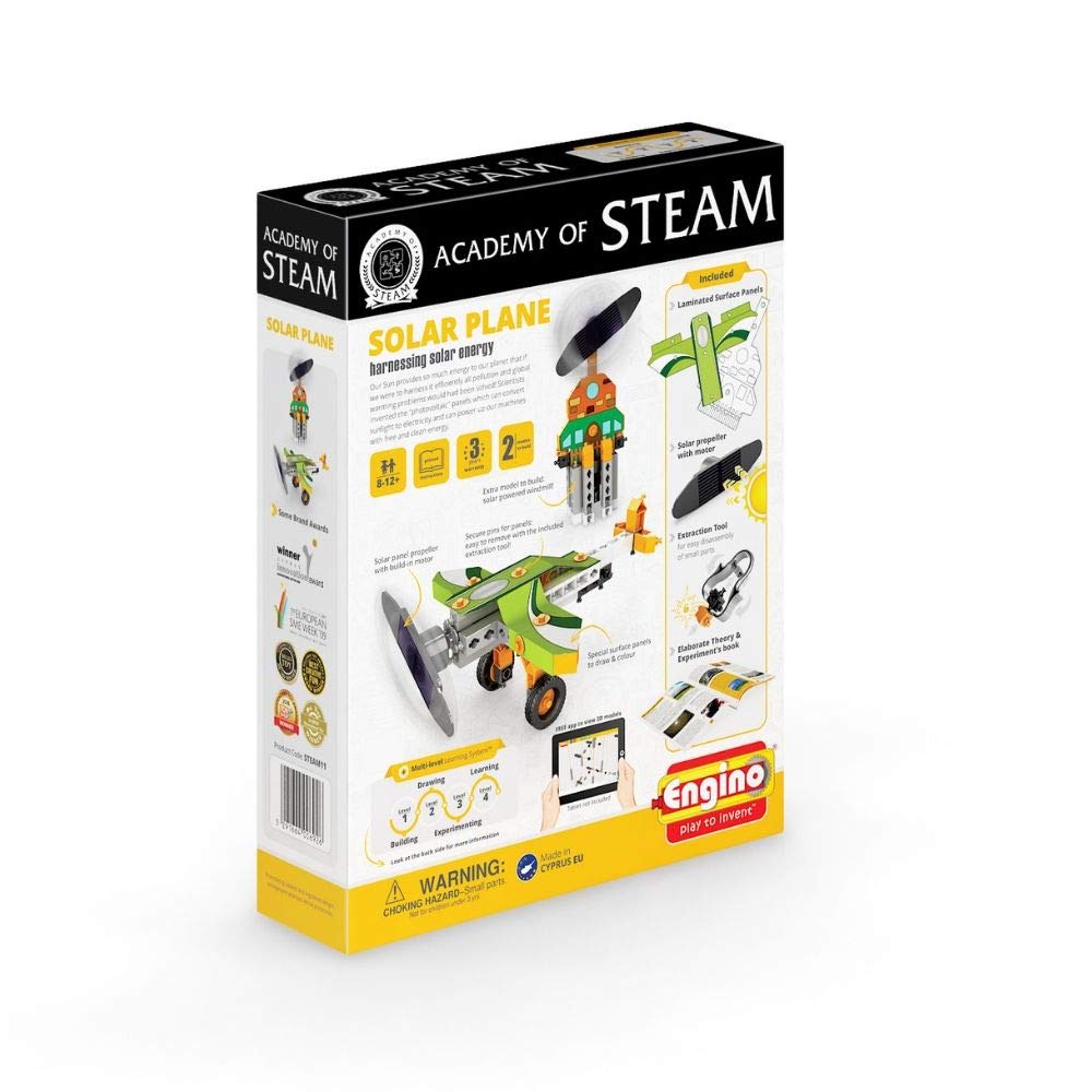 Engino - Academy of STEAM Toys | Solar Plane: Harnessing Solar Energy - Building Toys and Learning Activities (2 Model Options)