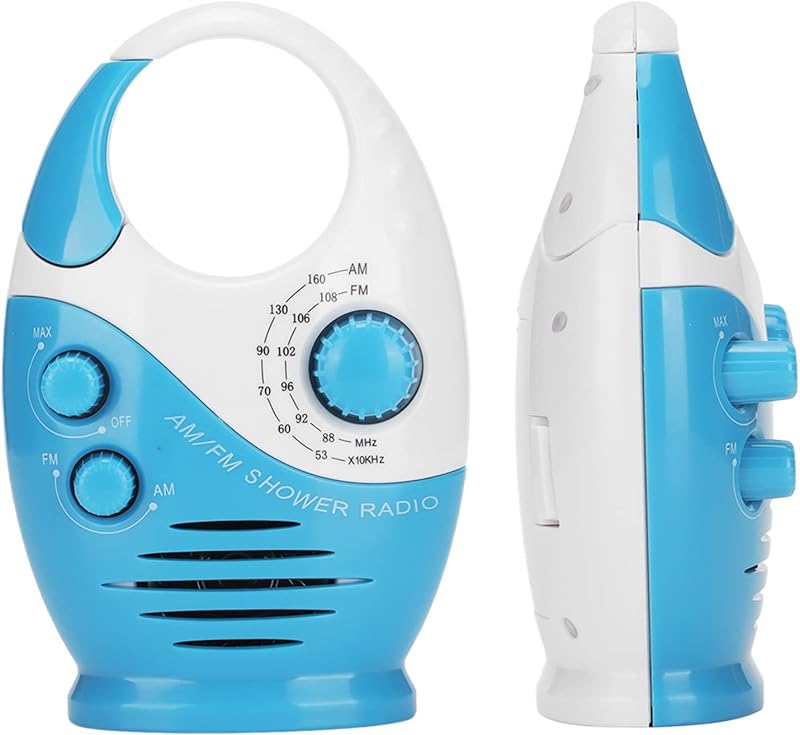 Rushbom Waterproof Shower Radio AM FM Speaker Top Handle Splash Proof Bathroom