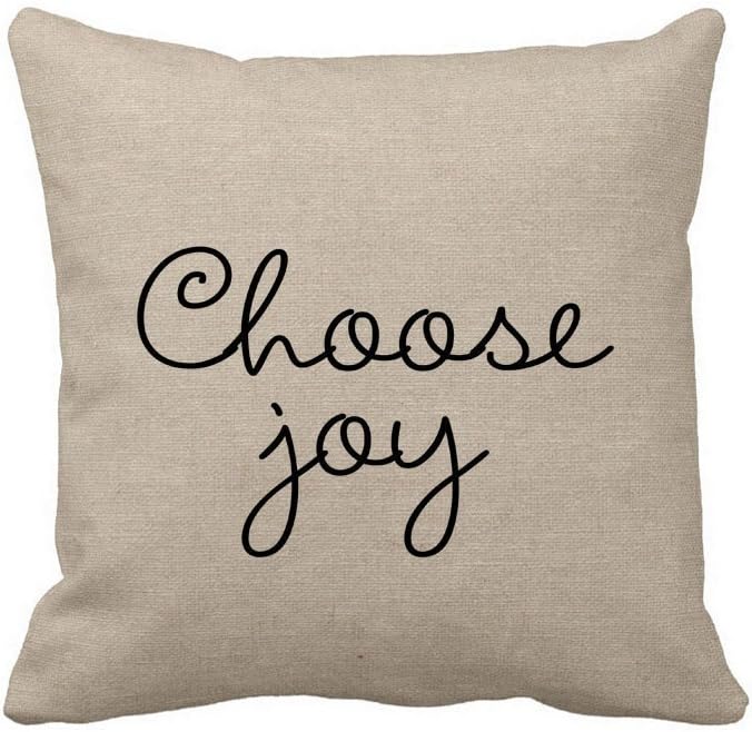 Rustic Choose Joy Decorative Pillow Cover Cotton Linen Square Burlap Throw Pillow Case Home Decor 18 x 18 Cushion Cover for Living Room
