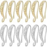 Beebeecraft 20Pcs 2 Color U Shape Earring Hook 18K Gold Platinum Plated French Ear Wires Open V Shape Dangle Earring Findings for DIY Earring Making