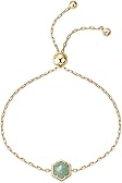 PAVOI 14K Gold Plated Hexagon Gemstone Bracelet for Women | Natural Birthstone Bracelet