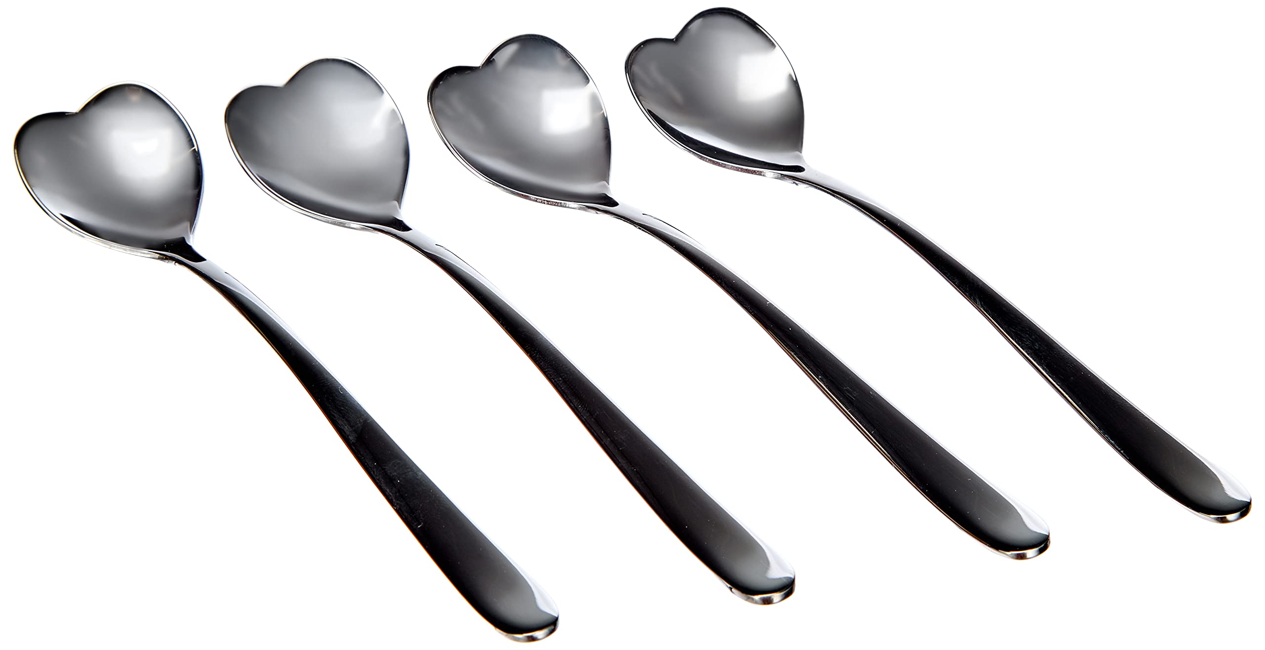 Alessi Big Love AMMI08/7 - Set Of Four Heart-Shaped Design Coffee Spoons, 18/10 Stainless Steel