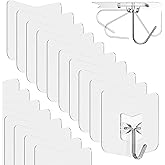 Clear Adhesive Wall Hooks No-Drill, Transparent Hooks 18 Pack for Balloon Decorations, Apartment Organization, Dorm Rooms, Ba