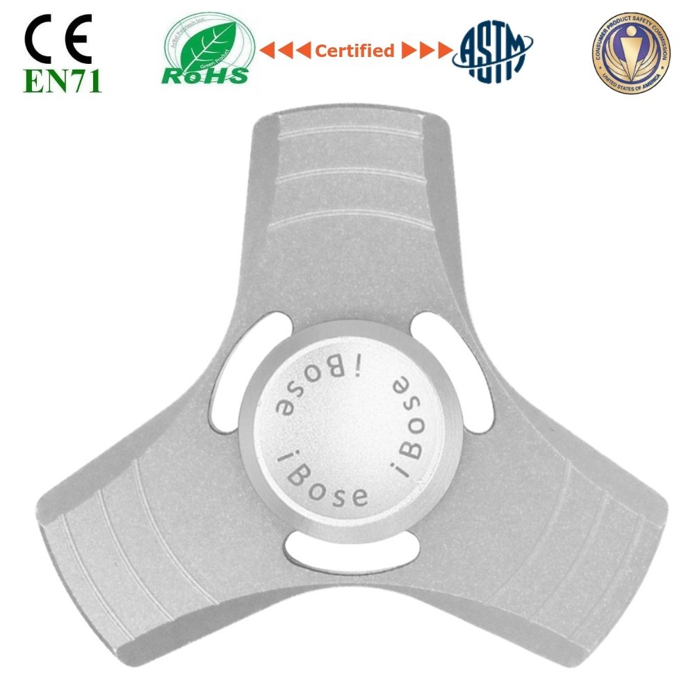 Fidget Spinner Toys With Metal Bearing Anti Anxiety for Adult Children Kids Figit Mini Tri Spinners Helps Focusing Figets Toys EDC Focus Toy Hands Spinner Fidgit Cube Light Pack Set (Metal-Silver)