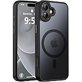Newfuture Designed for iPhone 16 Case with Magnetic [13 FT Military Drop Protection] [Compatible with Magsafe] Slim Translucent Matte Shockproof with Anti-Fingerprint Phone Case, Black