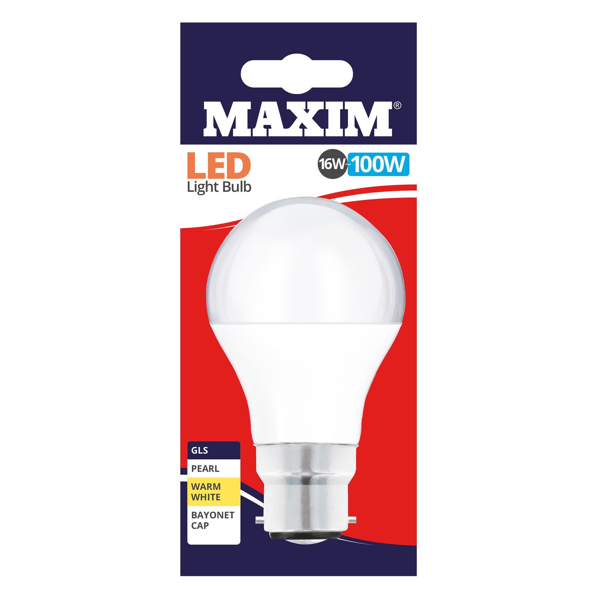 Maxim LED GLS Bayonet Cap (Warm White) - 16watt (100watt) (Pack 10), 100MLGBCWW5X10