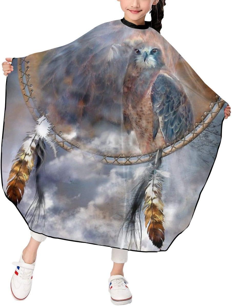 Just Relax Shop Dream Catcher Spirit of The Hawk Child Haircut Salon Barber Cape Cover for Kids Hair Cutting Home Hairdring Wrap Apron 39 X 47 in