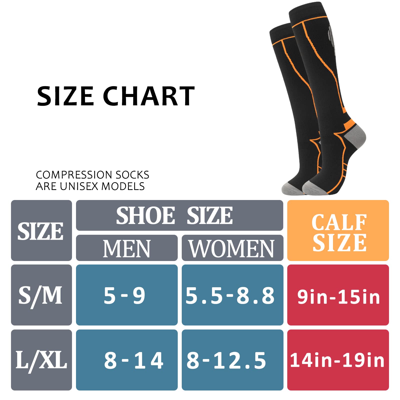 Compression Socks for Women Men Circulation Knee High 8 Pairs for Nurses, Running, Travel, Athletic