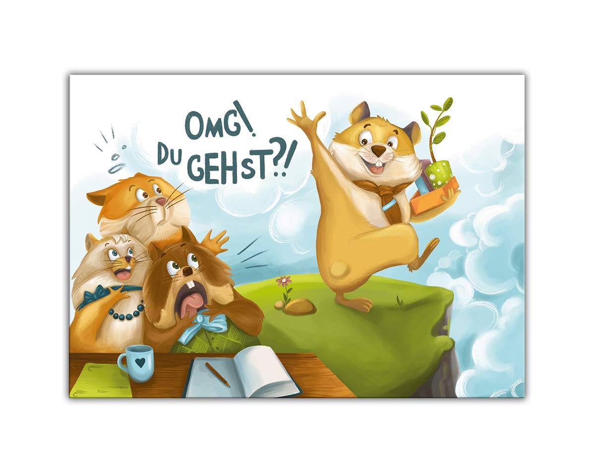 Leaving Card for Colleagues with Envelope in XXL Format A4 Funny Folding Card for Job Changes Termination Hamster