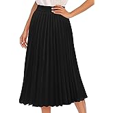 DRESSTELLS Pleated Midi Skirts for Women Long Aline Elastic High Waisted Chiffon Skirt