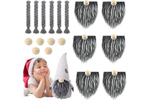 Eforstore Christmas Gnome Beard Set, 18 Pre-Cut Gnome Beards, Braids, Wooden Balls, Noses, DIY Crafts for Christmas, Hallowee