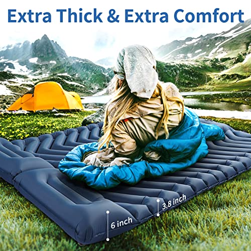 VECUKTY Double Camping Sleeping Pad, Upgraded Foot Press Inflatable