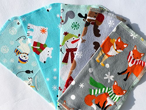 1 Ply Happy Winter Animals, Set Napkins 8x8 inches 5 Pack - Little Wipes (R) Flannel