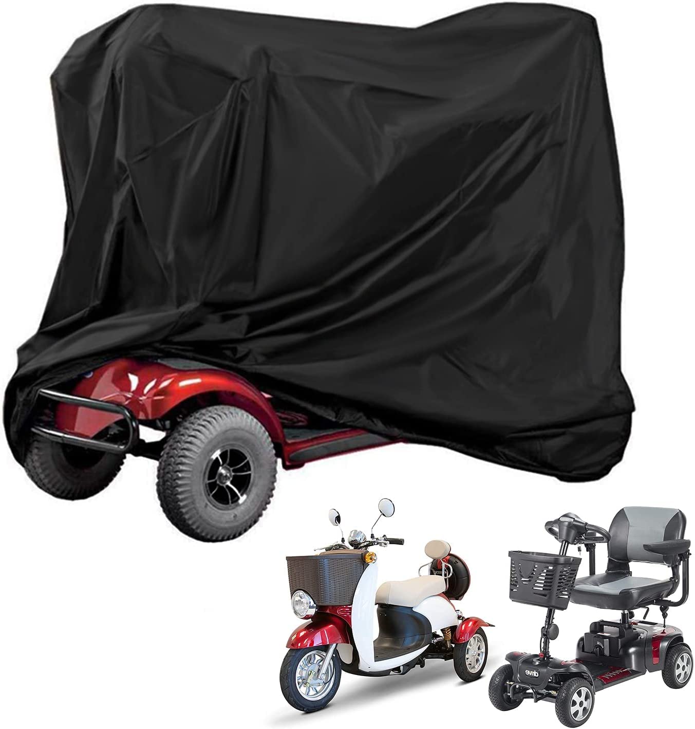 AYNEFY Mobility Scooter Cover, Heavy Duty 190D Oxford Outdoor Waterproof, Elastic Drawstring, Black, 74.8 x46.1x 27.9in