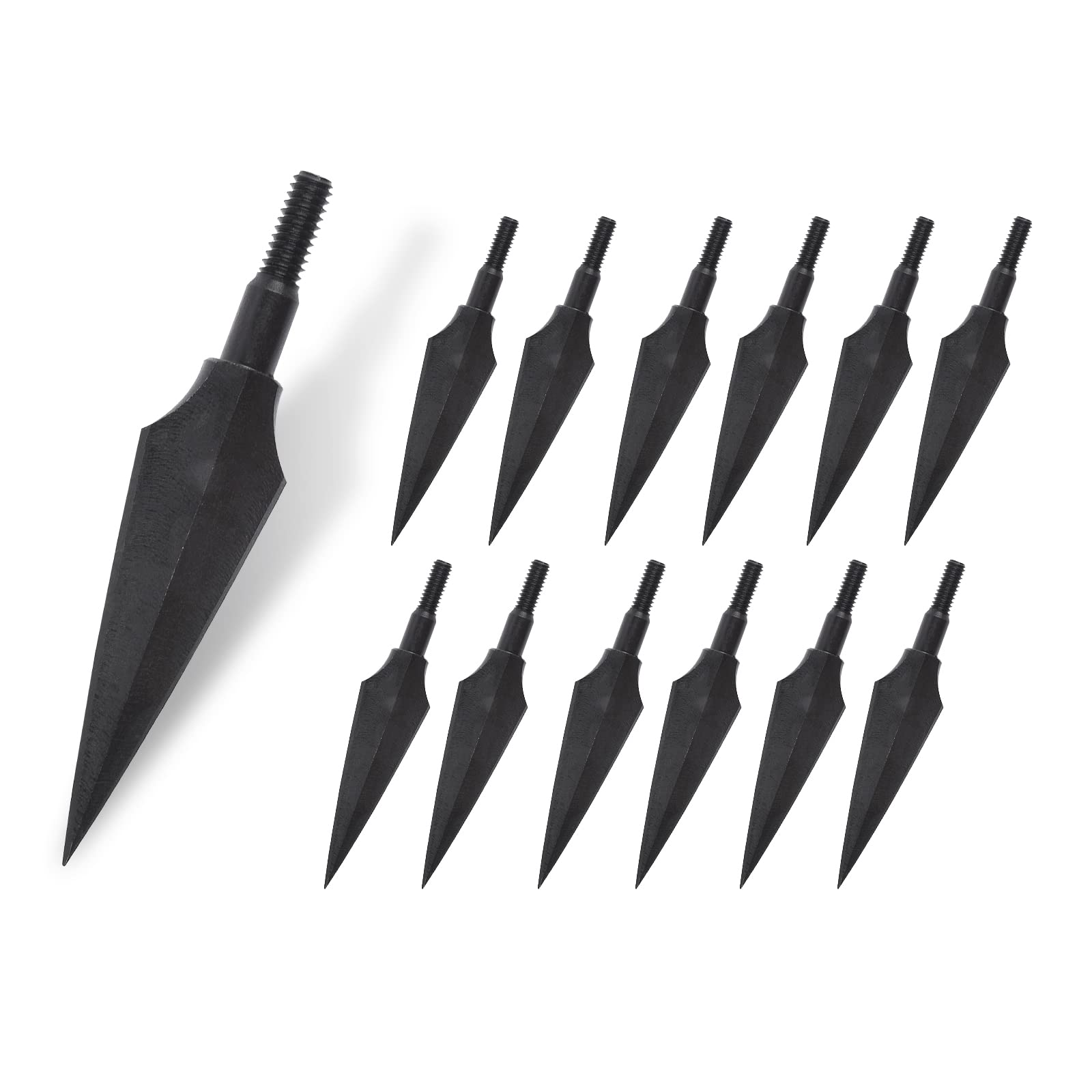 12pcs Metal Archery Arrowheads Traditional Arrow Broadheads Tips Hunting Points 150 Grain Black Arrow Head Crossbow Compound Bow Shooting Archery Broadheads