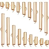 WADORN 90Pcs 9 Size Slide On End Clasp, 6-40mm Brass Tube Ball Bead Slider Crimp Multi-Strand Necklace Bracelet End Clasp Jewelry Making Findings for DIY DIY Beading Craft Making, Golden