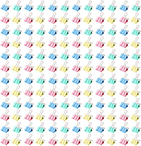 Etmact Colorful Metal Binder Clips, Assorted Colors and size 3/4-Inch, 144 Clips