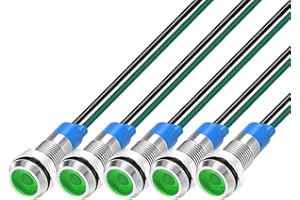Gebildet 5pcs Waterproof Indicator Signal Lamp 6mm 3V-4.5V-5V-6V-7.5V-9VDC with Wire, LED Metal Indicator Light Energy Saving