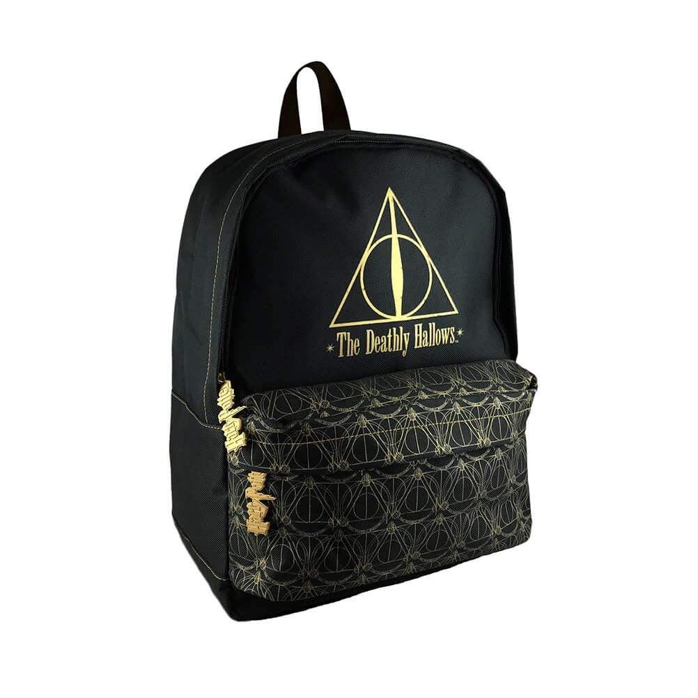 Groovy Uk Harry Potter Deathly Hallows Backpack, Black/Gold
