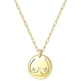 VEDAIM Gold Pendant Necklace for Women Dainty Cute 14K Gold Plated Handmade Statement Coin Pendant Simple Small Chain Necklace Birthday Christmas Fashion Jewelry Gift