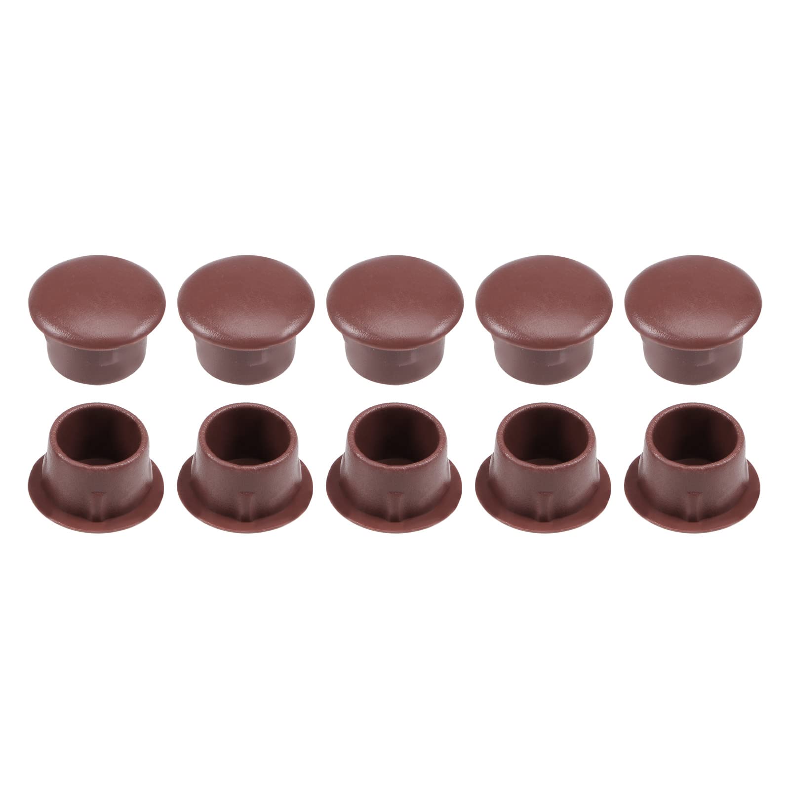 DTGN 10mm x 12.5mm x 8mm(Dia. x Cap Dia. x H) Screw Hole Plugs - 50Pack - Good for Furniture Cupboard Wardrobe - Plastic Fastener Hole Caps - Brown