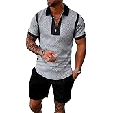 Earneo Mens Short Sets 2 Piece Outfits Fashion Summer Tracksuits 1/4 Zip Short Sleeve Polo Shirt and Shorts Set for Men