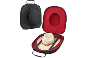 VanlonPro Cowboy Hat Travel Carrier - Crush Resistant EVA Storage Box for Fedora, Panama & Western Hats with Handle & Strap - Red