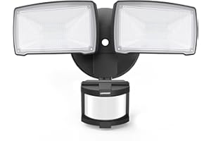 LEPOWER Motion Sensor Light Outdoor, 30W 3200LM Motion Security Light, 5500K, IP65 Waterproof, 2 Head Detector LED Flood Ligh