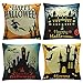 Yeahbeer 4-Pack Happy Halloween & Christmas Pillow Covers Cotton Linen Bat Pumpkin Sofa Home Decor Throw Pillow Case Cushion 18