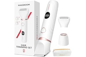 Bikini Trimmer for Women - MAXGROOM Waterproof Electric Razors for Women, Cordless Electric Shaver for Private Area with LED Display, USB Rechargeable & Travel Pouch, White