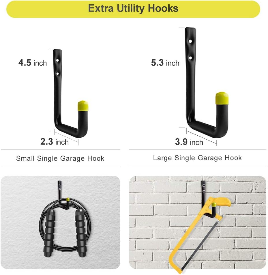 Garage Hooks, Topsome Garage Storage Hook Heavy Duty 14 Pack, Wall Mount Tool Hooks, 5 Size Organizers for Hanging Ladder, Bike, Bulky Item (Black) - - 
