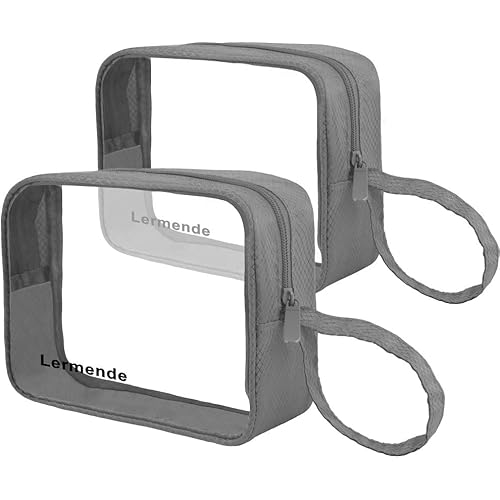 Lermende 2 Pack Pencil Case For Marker Pen Pencil Stationary Bag for Office Colleage Adult Teen Student, Clear Zipper Pencil Pouch Transparent Pen Pouch Travel Toiletry bag Cosmetic For Women Men Gift